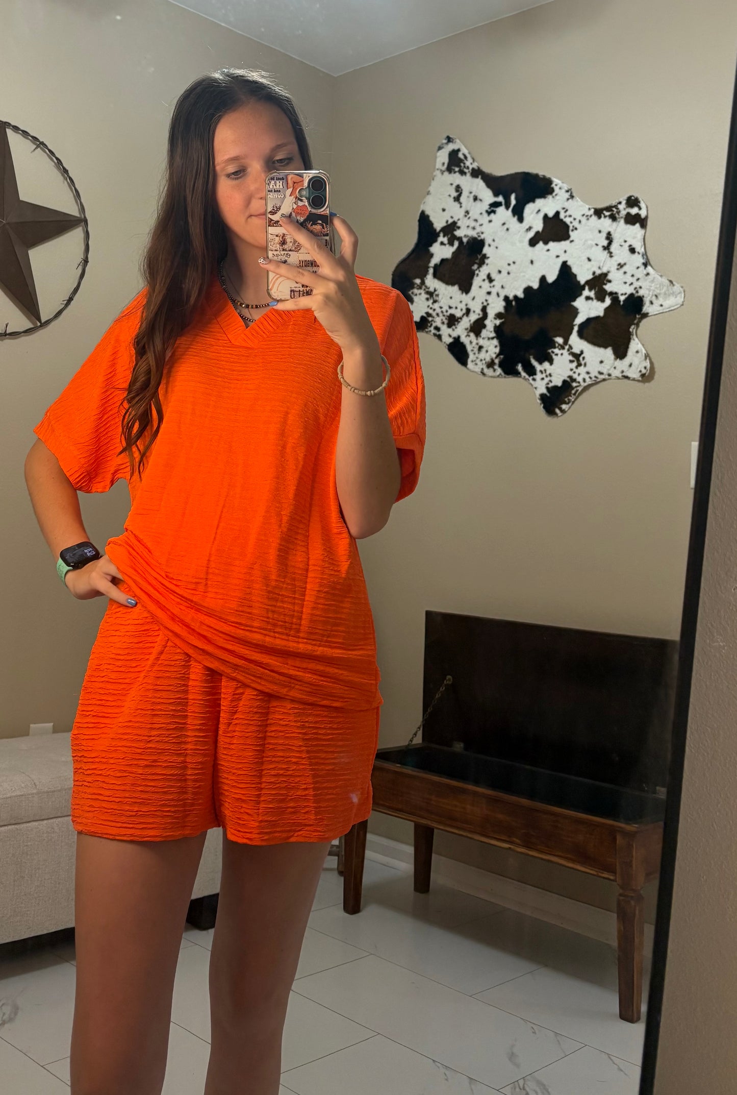 Desert Glow V Neck T Shirt and Shorts Set