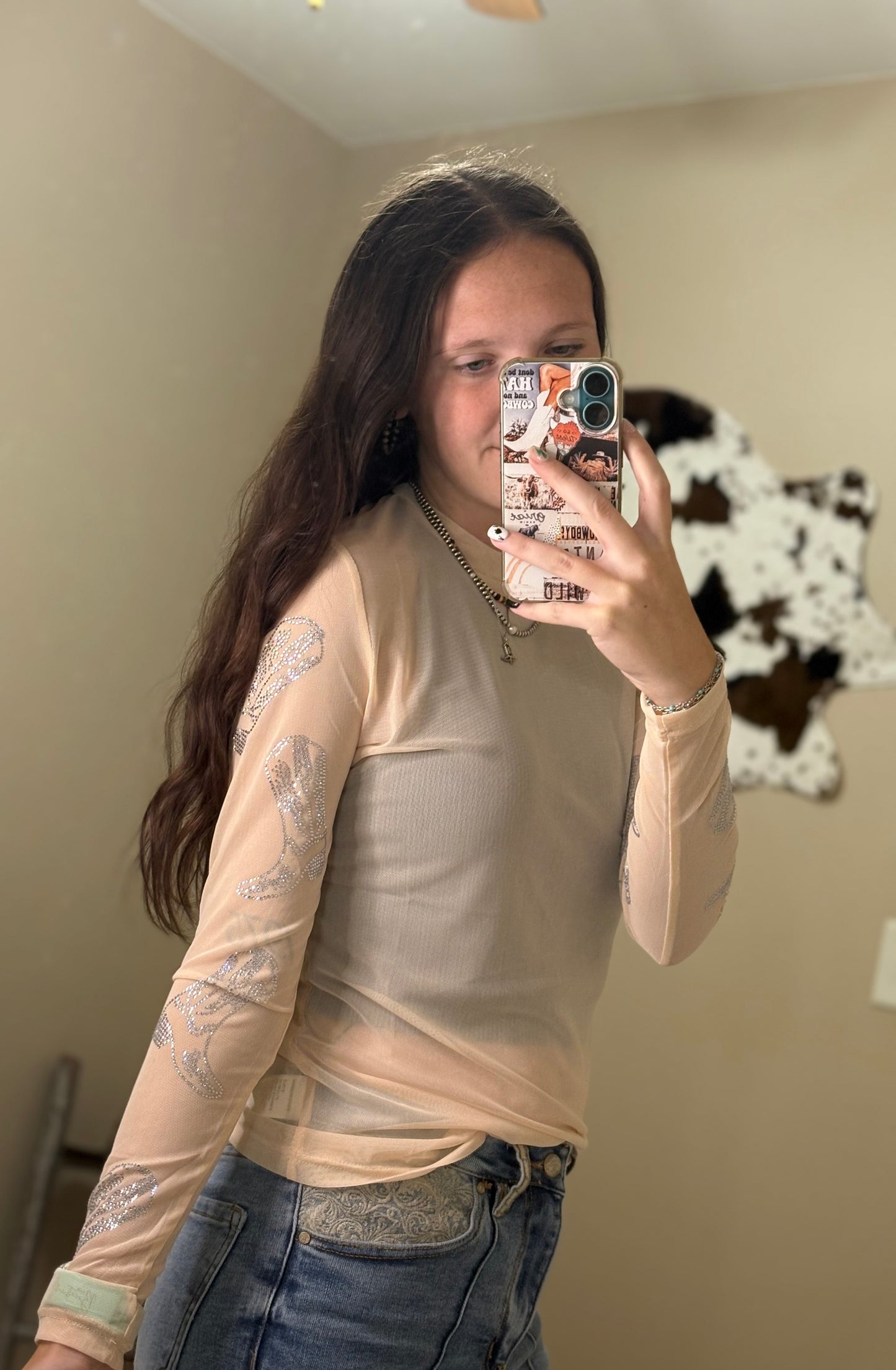Dusty Diamond Mesh Top