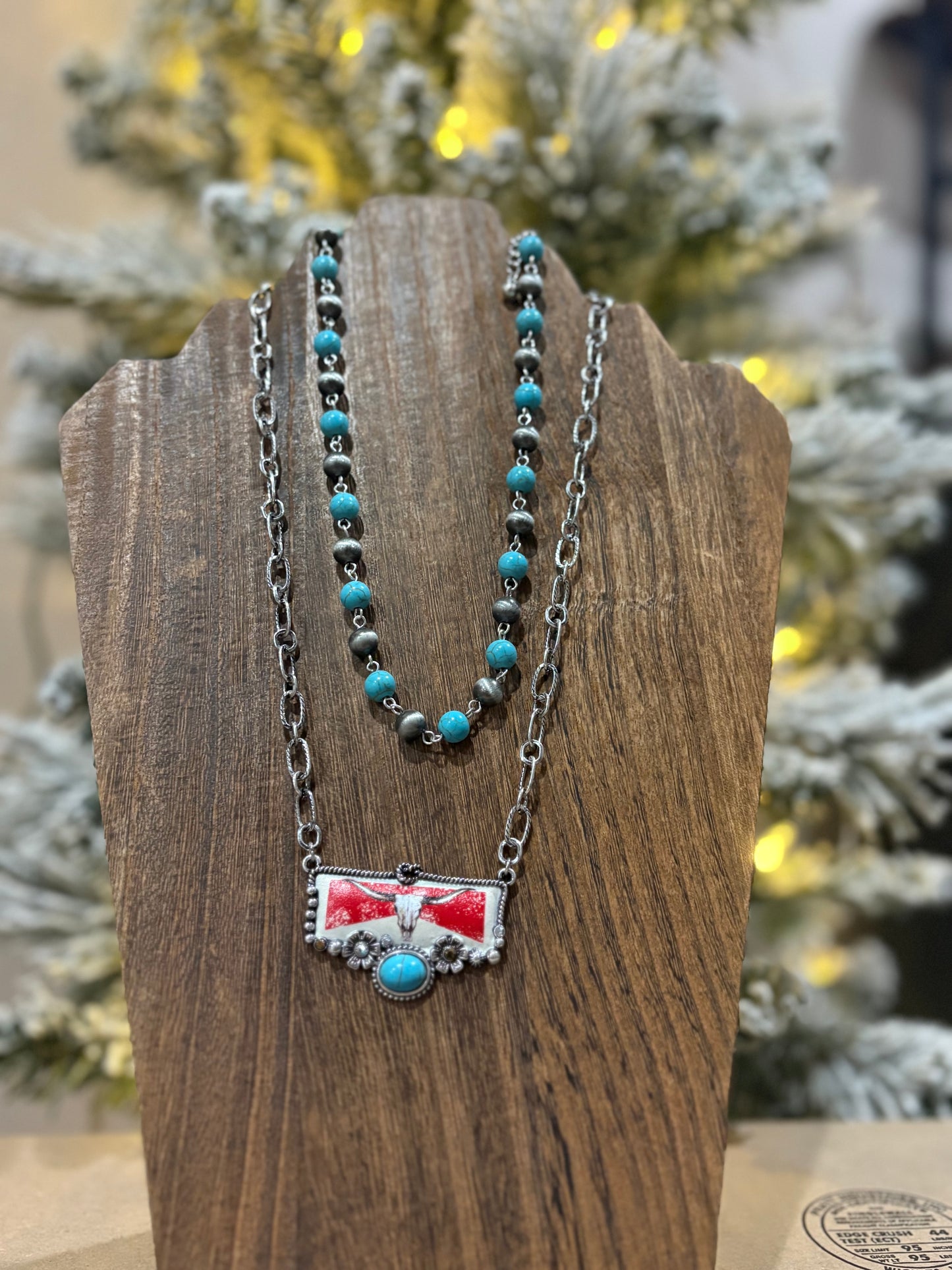 2 Layered Turquoise Stone Pendant Necklace