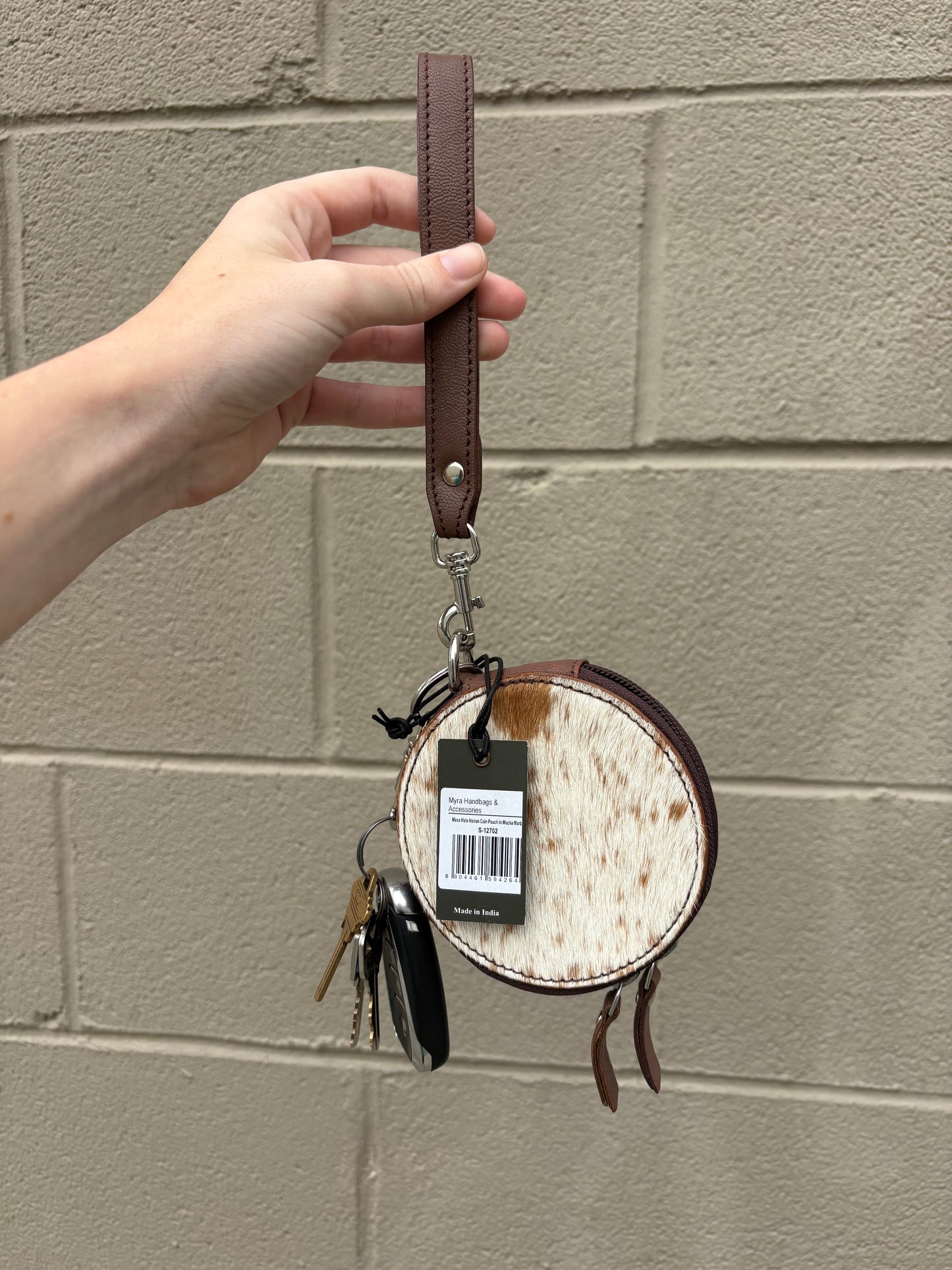 Mesa Halo Hairon Coin Pouch in Mocha Marble