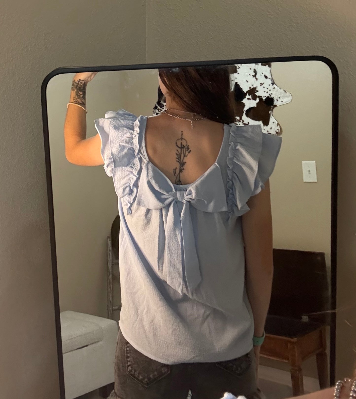 Backroads and Bows Frilled Butterfly Sleeve Blouse