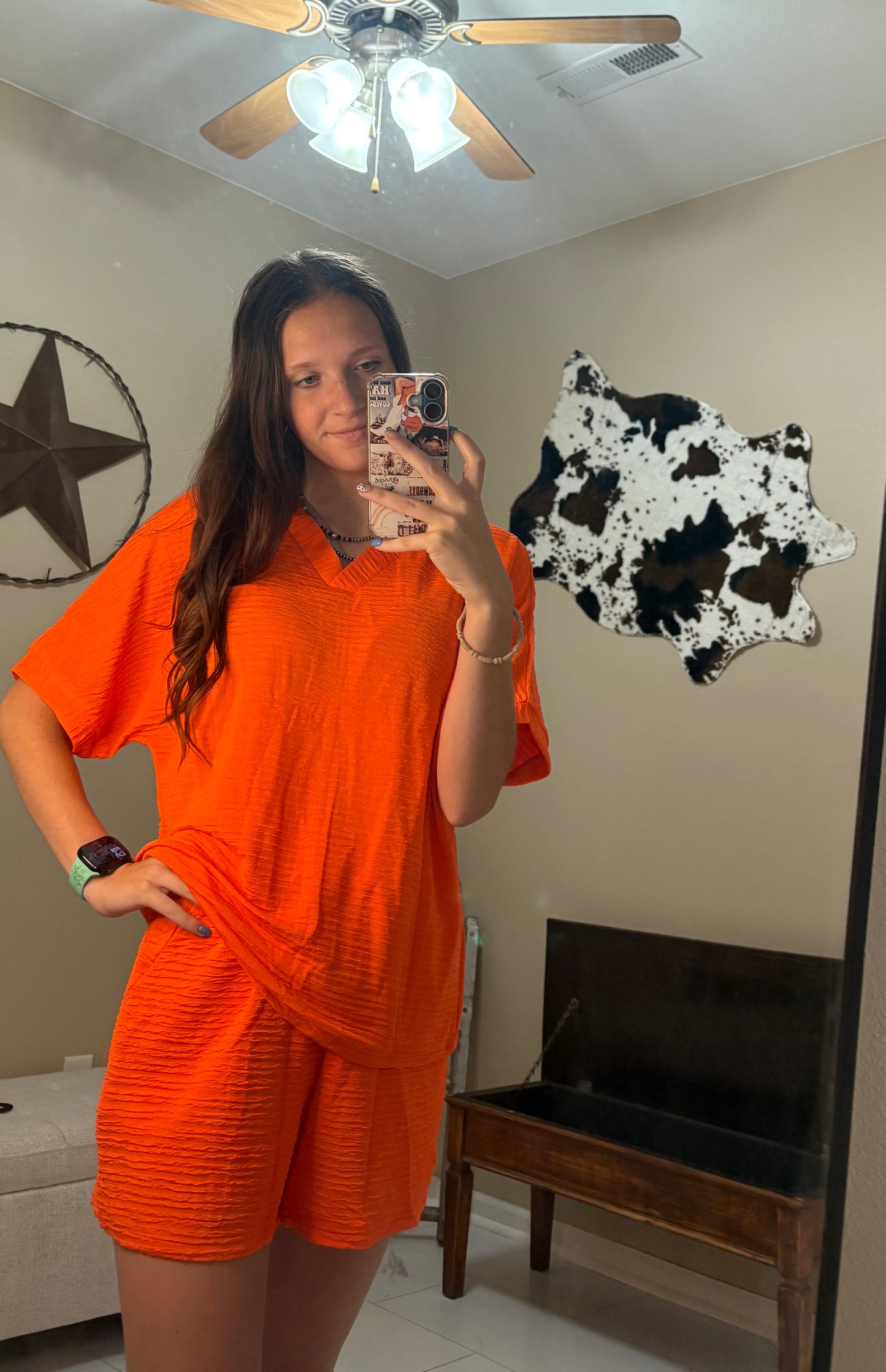 Desert Glow V Neck T Shirt and Shorts Set