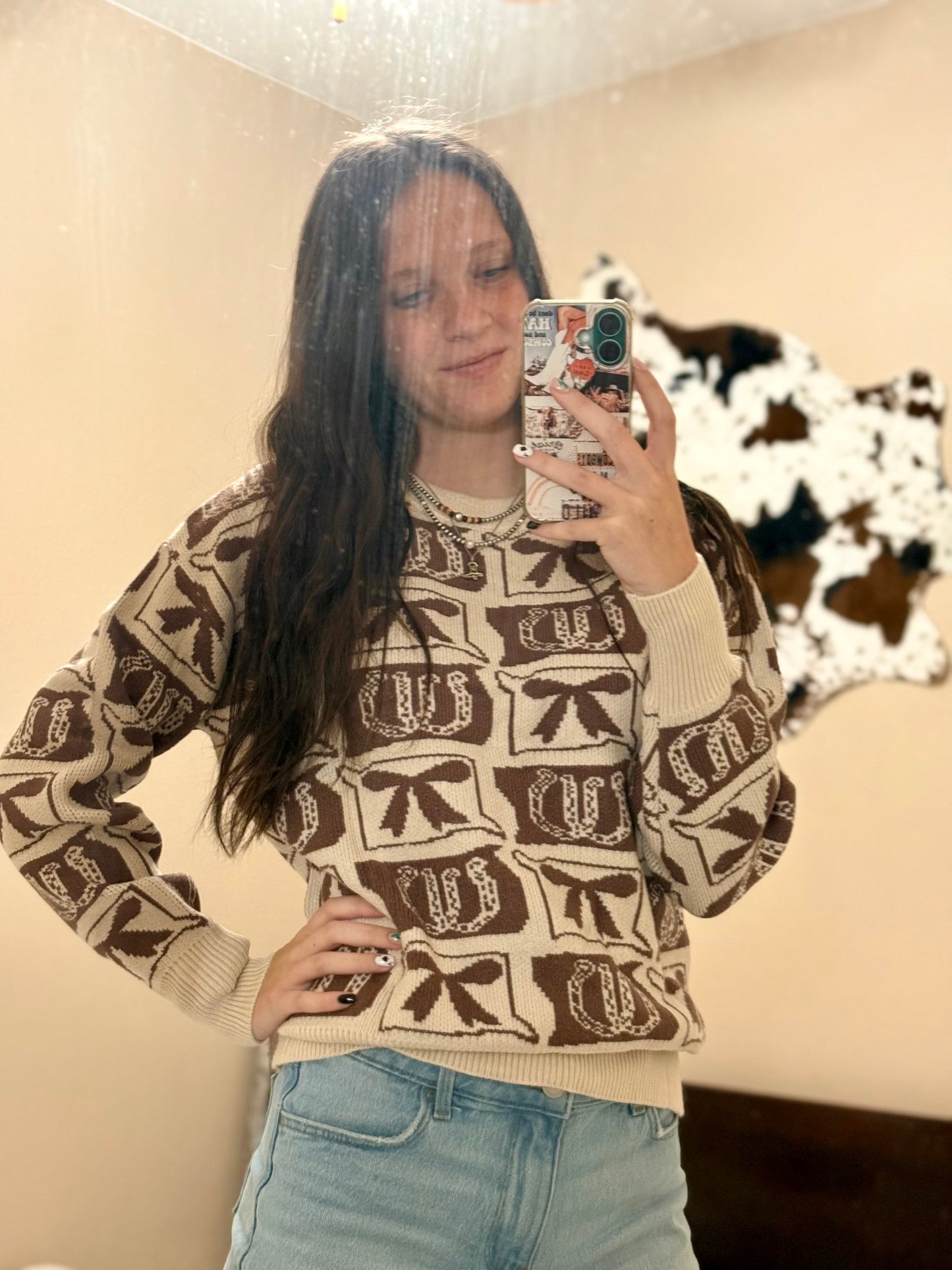 Bows and Shoes Patterned Sweater