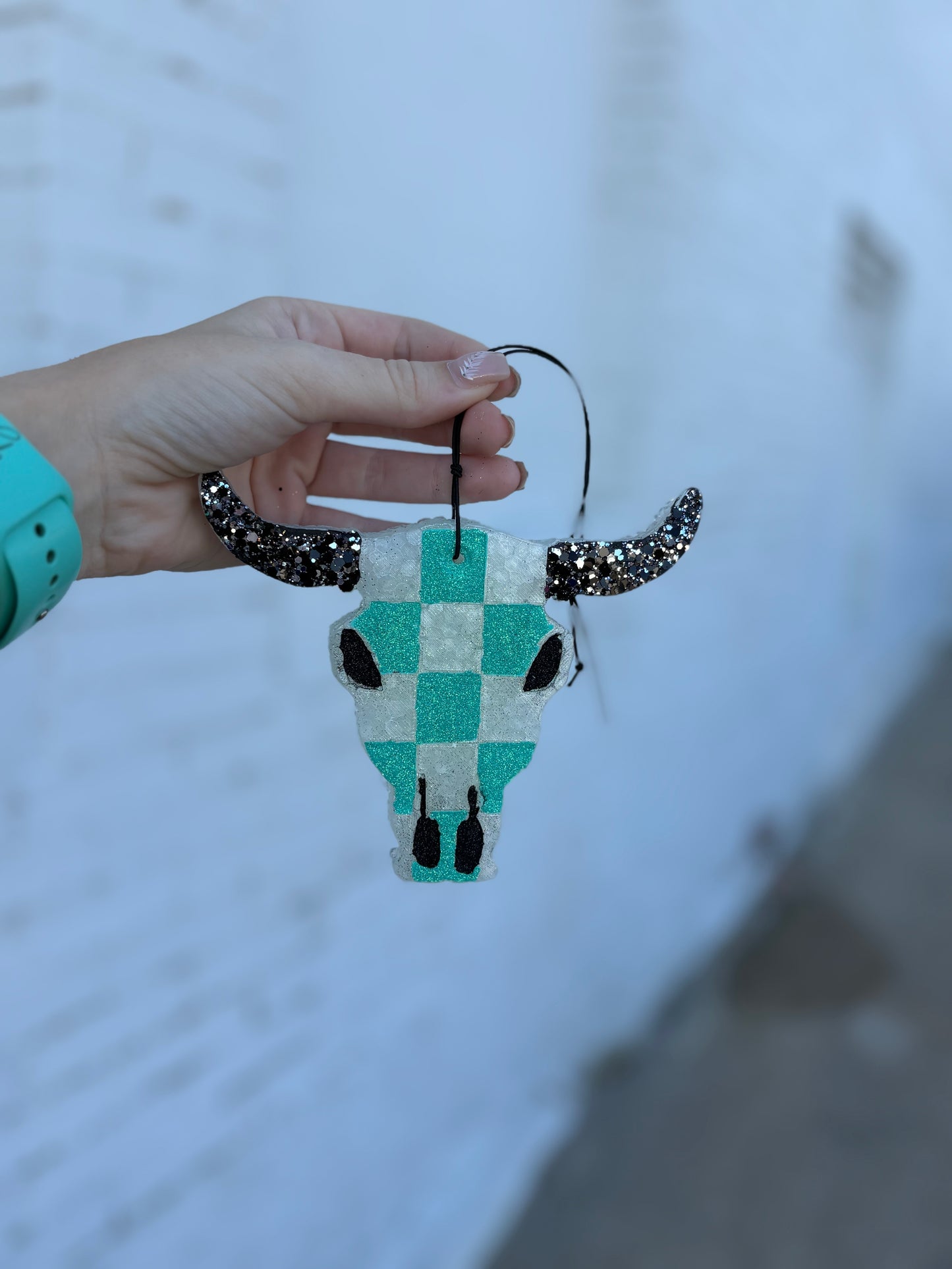 Checkered Bull Skull Freshie