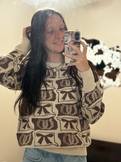 Bows and Shoes Patterned Sweater