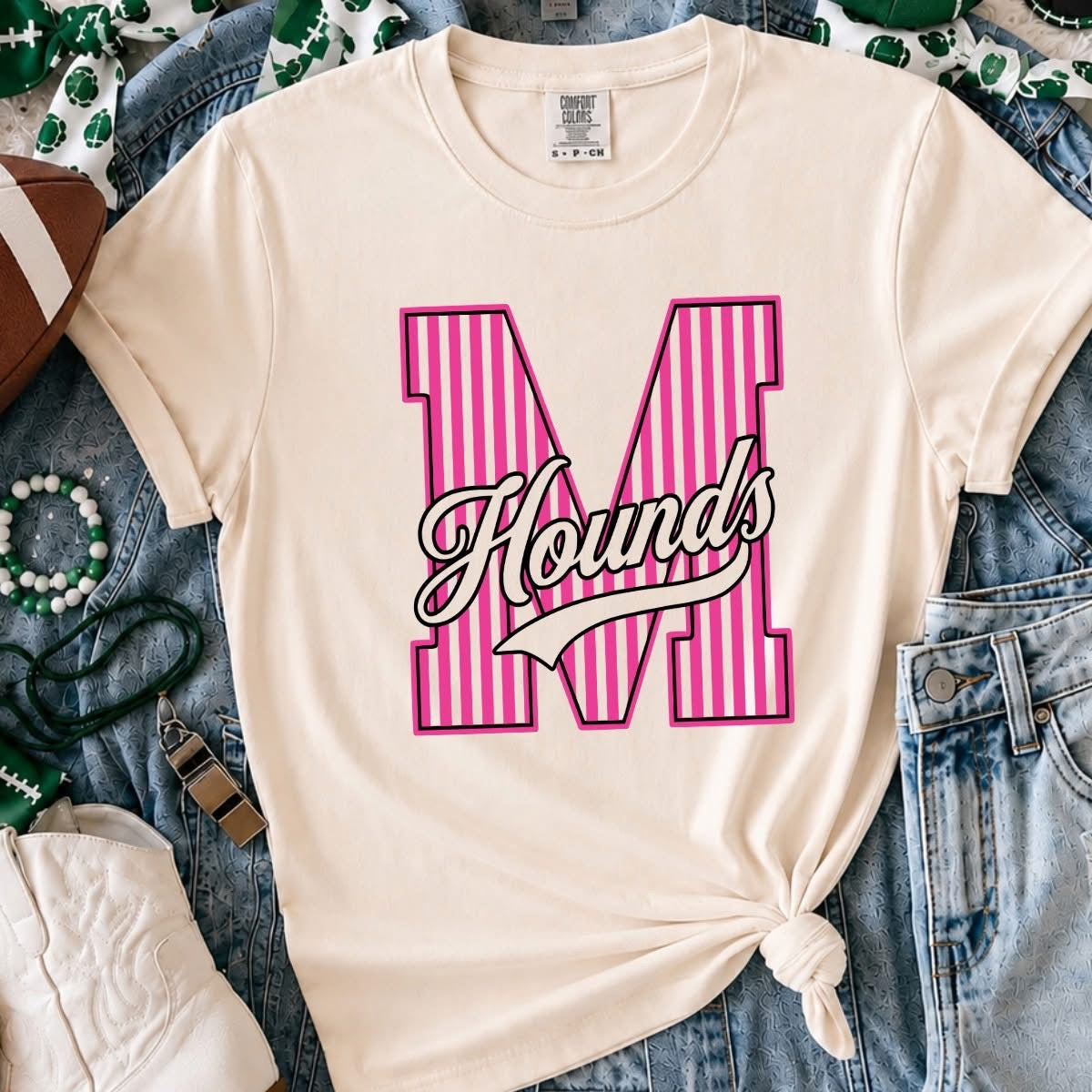 Pink Out Hounds Striped M  - Made to Order