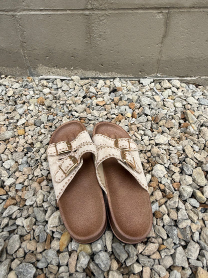 Boho Stitch Buckle Slides