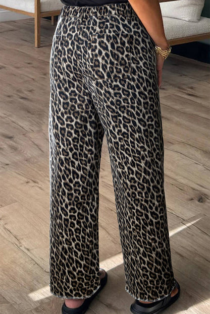 Western Leopard Straight Loose Jeans