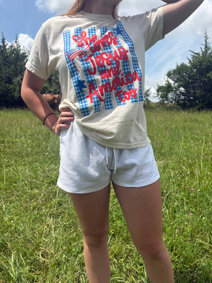 She Loves Jesus and America Too Graphic Tee