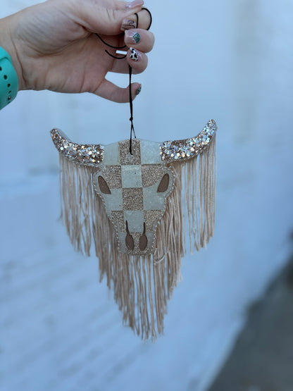 Checkered Bull Skull Freshie