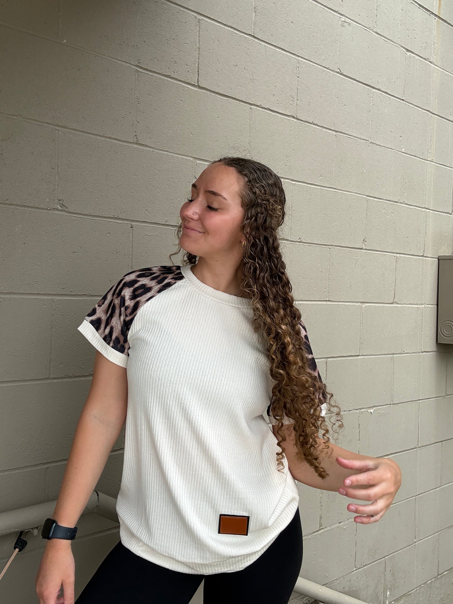 Leopard Pop Color Block Top
