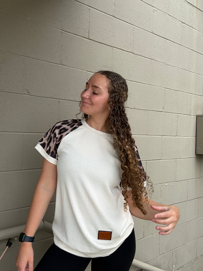 Leopard Pop Color Block Top