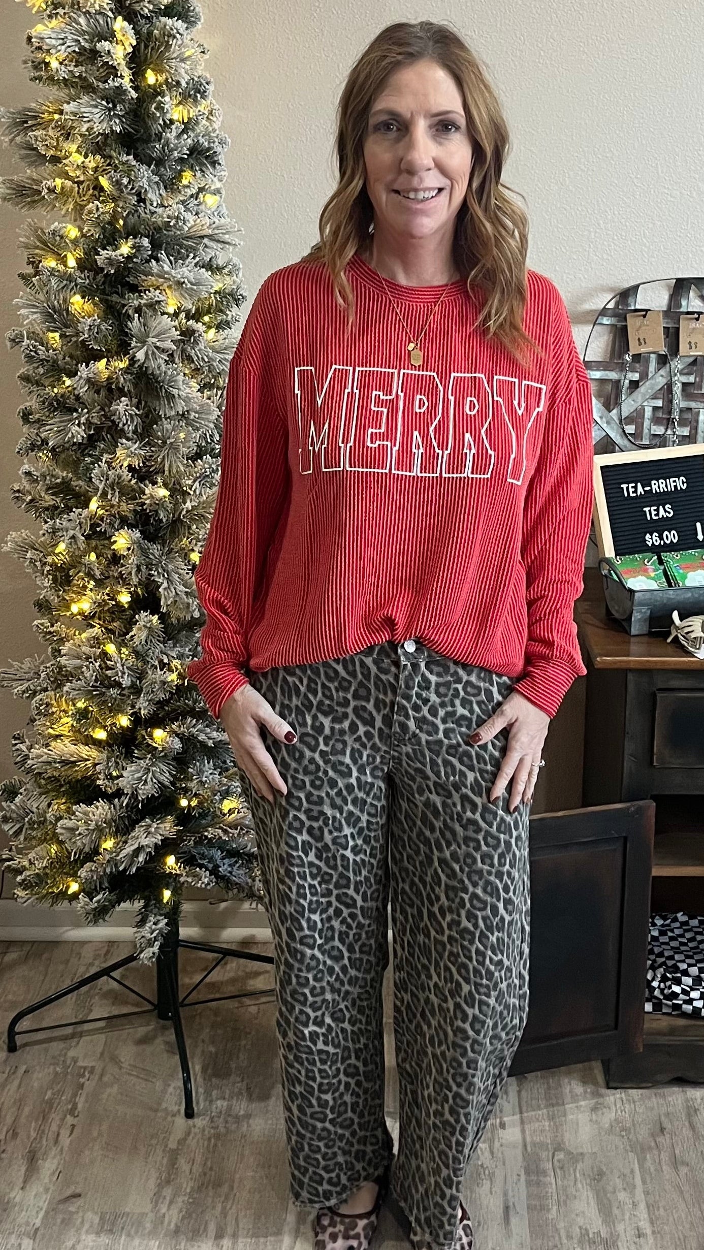 Western Leopard Straight Loose Jeans