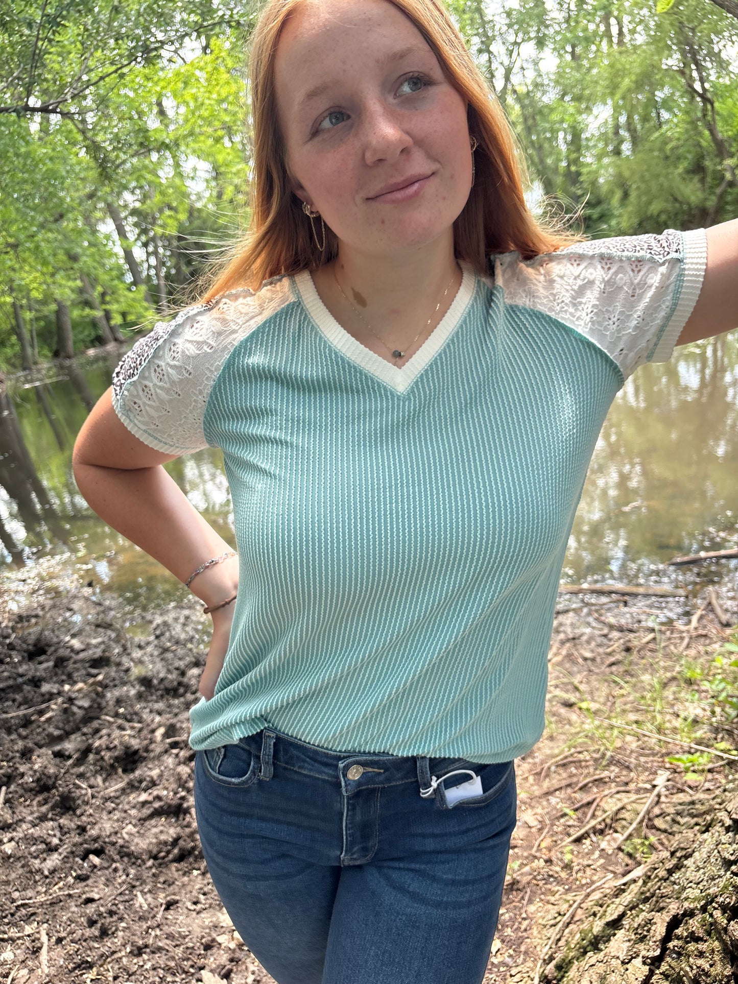 Ribbed Leopard Patchwork Tee