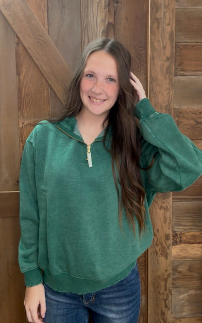 Green Quarter Zip