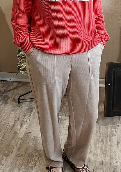 Corduroy Leopard Drawstring High Waist Sweatpants