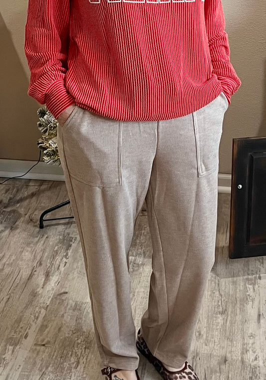 Corduroy Leopard Drawstring High Waist Sweatpants