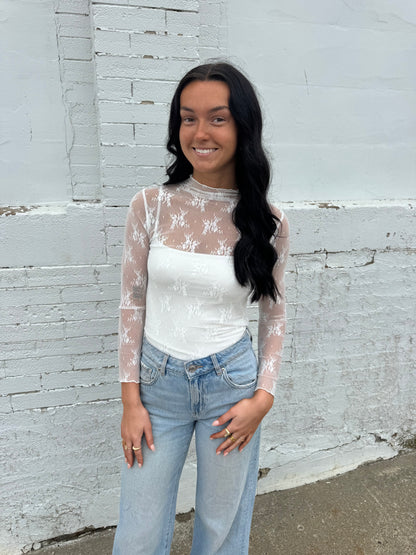 Floral Lace Sheer Mesh Top