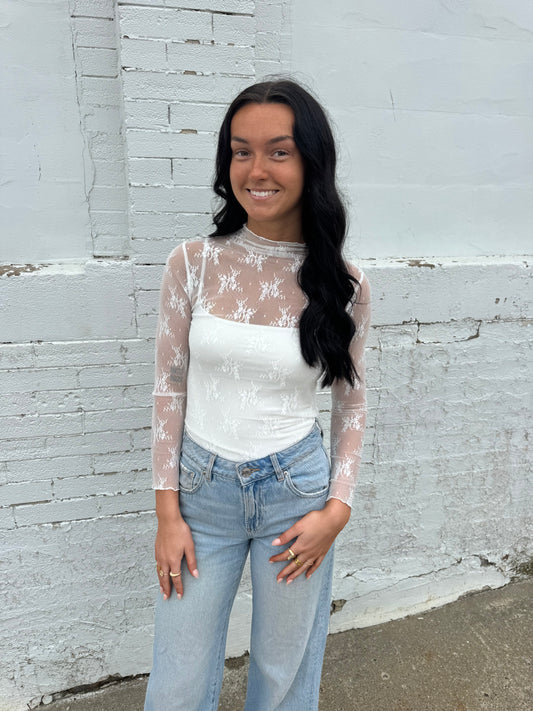 Floral Lace Sheer Mesh Top