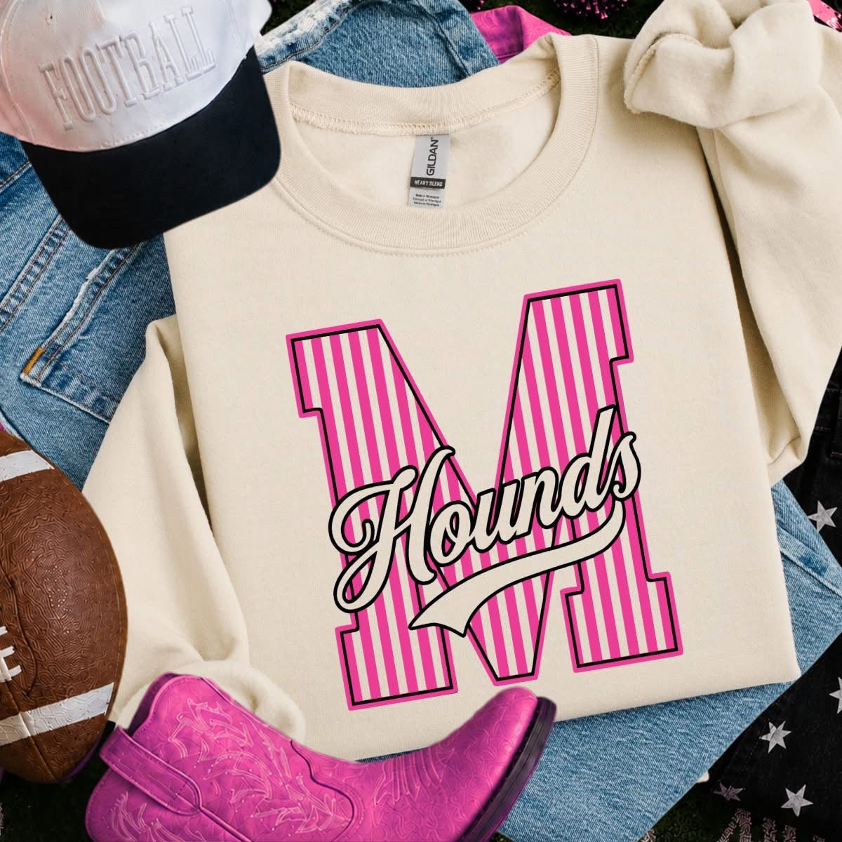 Pink Out Hounds Striped M  - Made to Order