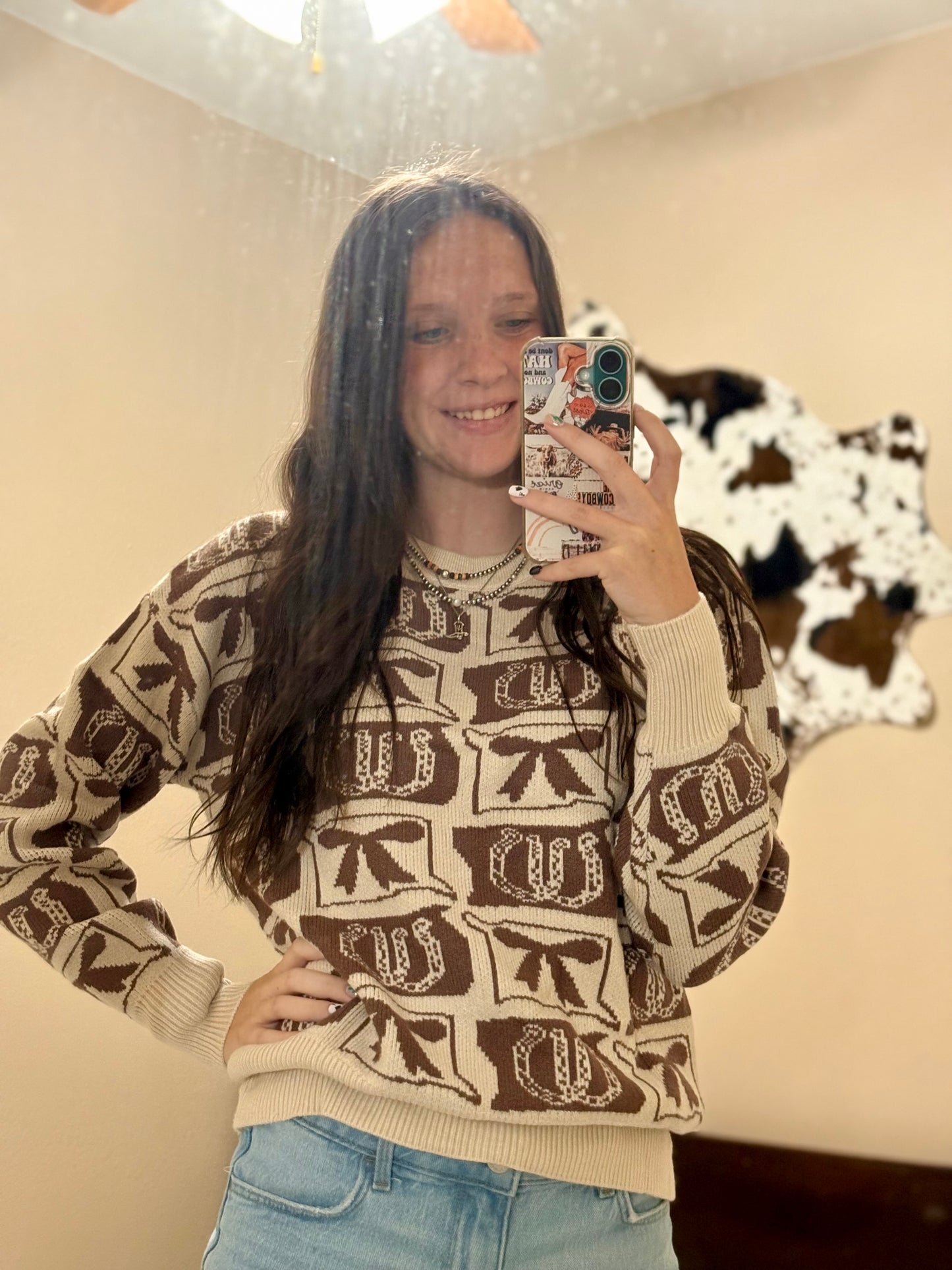 Bows and Shoes Patterned Sweater