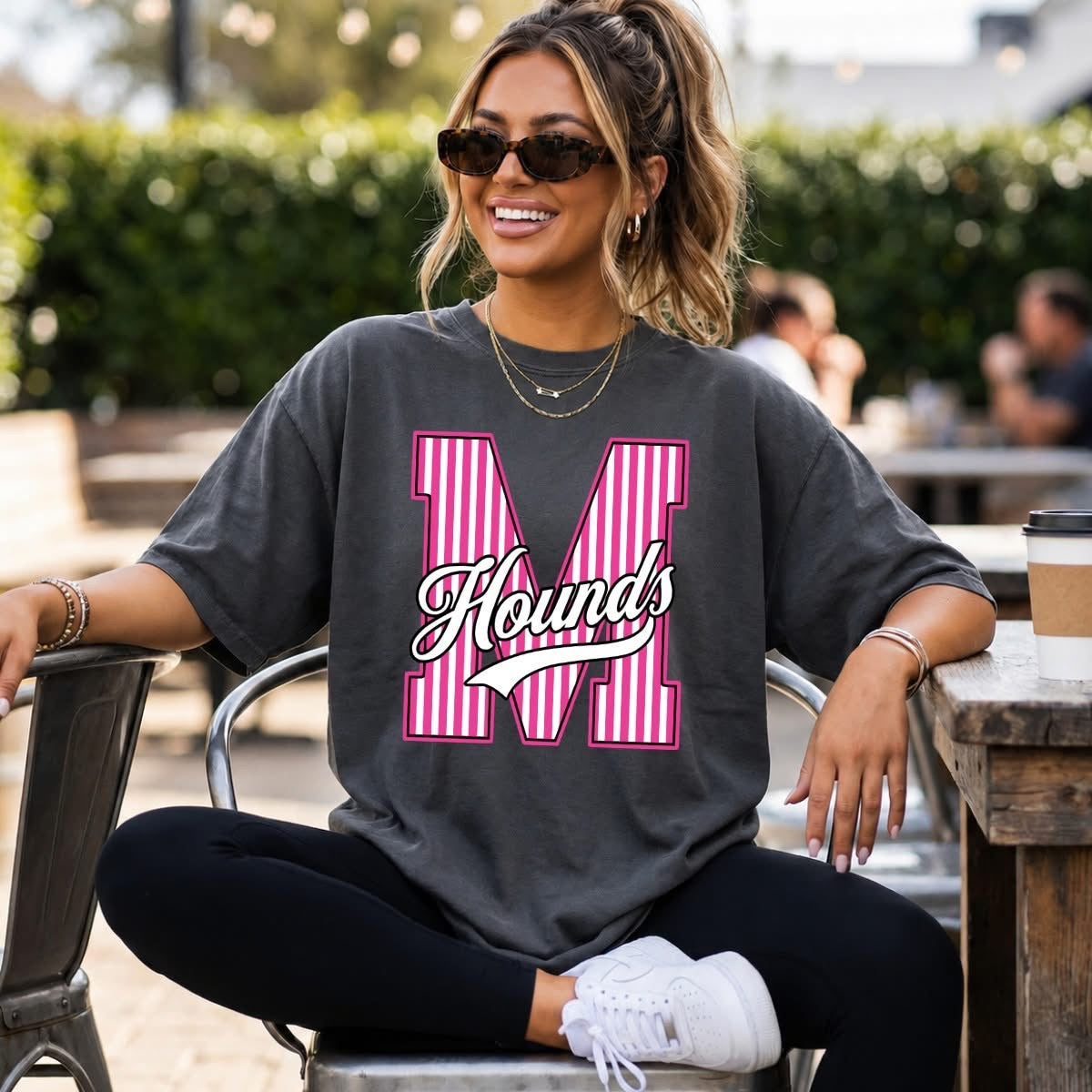 Pink Out Hounds Striped M  - Made to Order