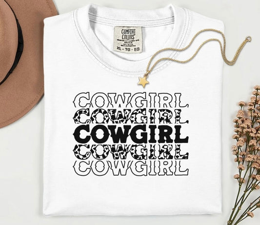 Cowprint Cowgirl Tee