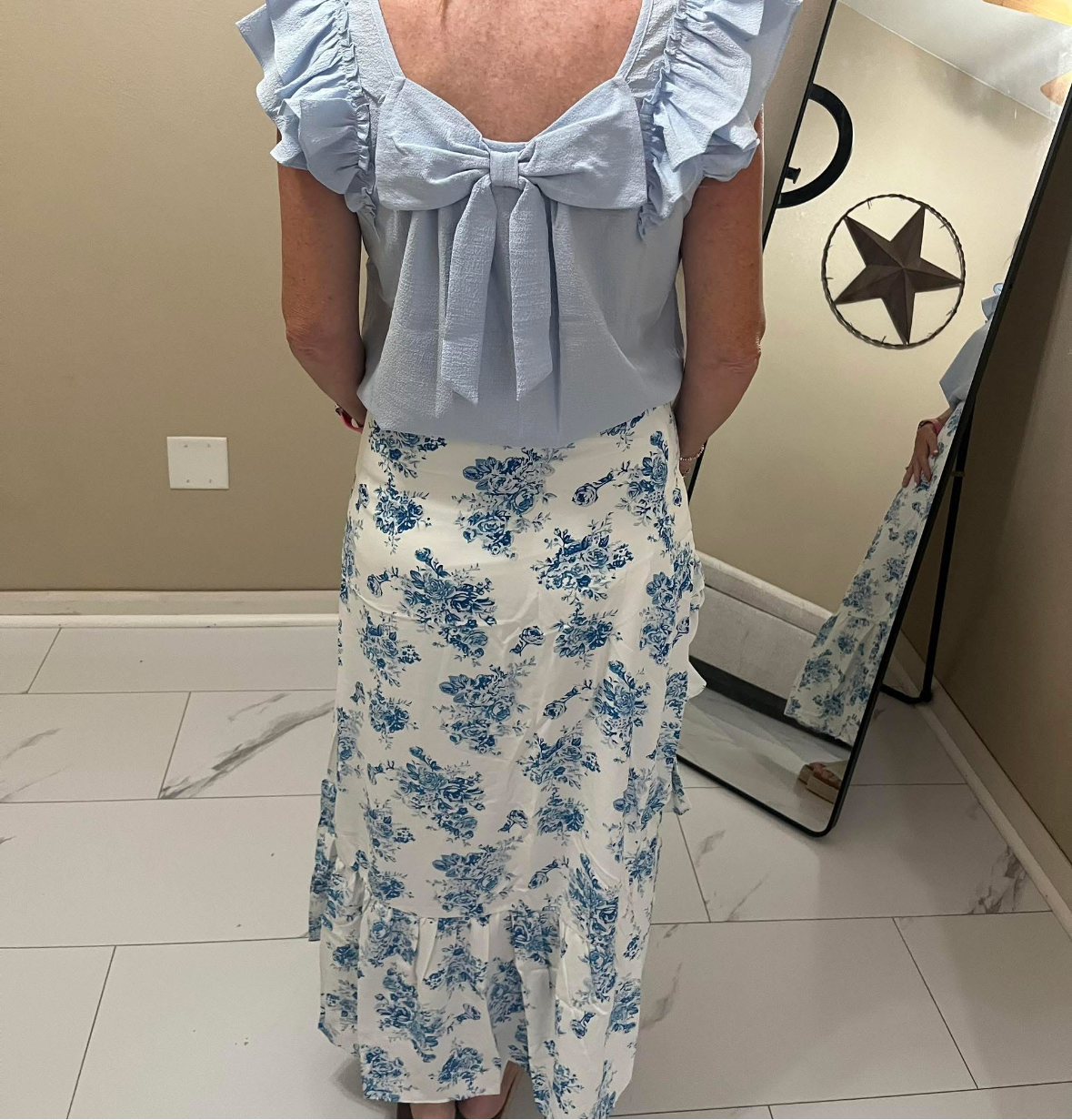 Bluebell Trails Floral High Waist Ruffle Maxi Skirt