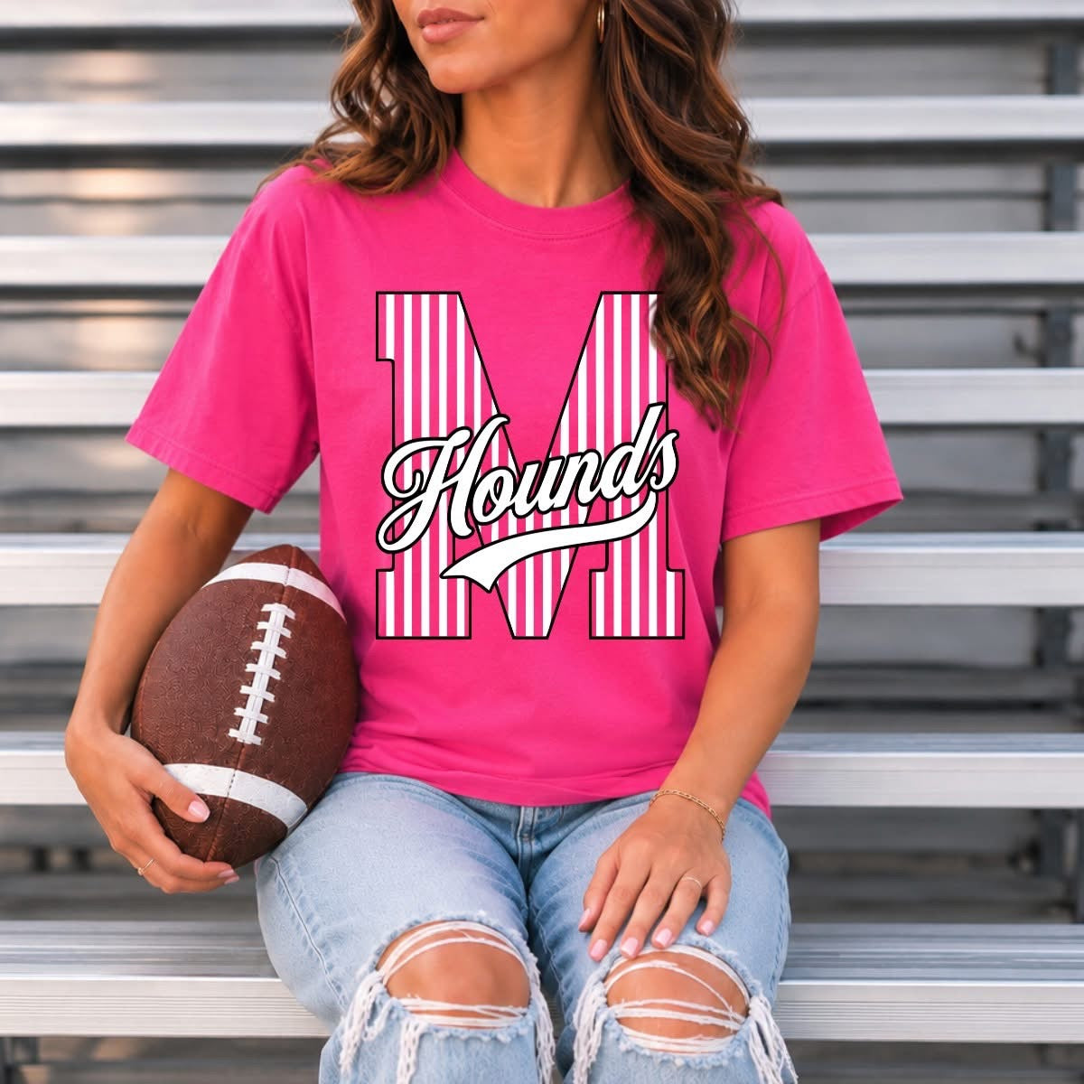Pink Out Hounds Striped M  - Made to Order