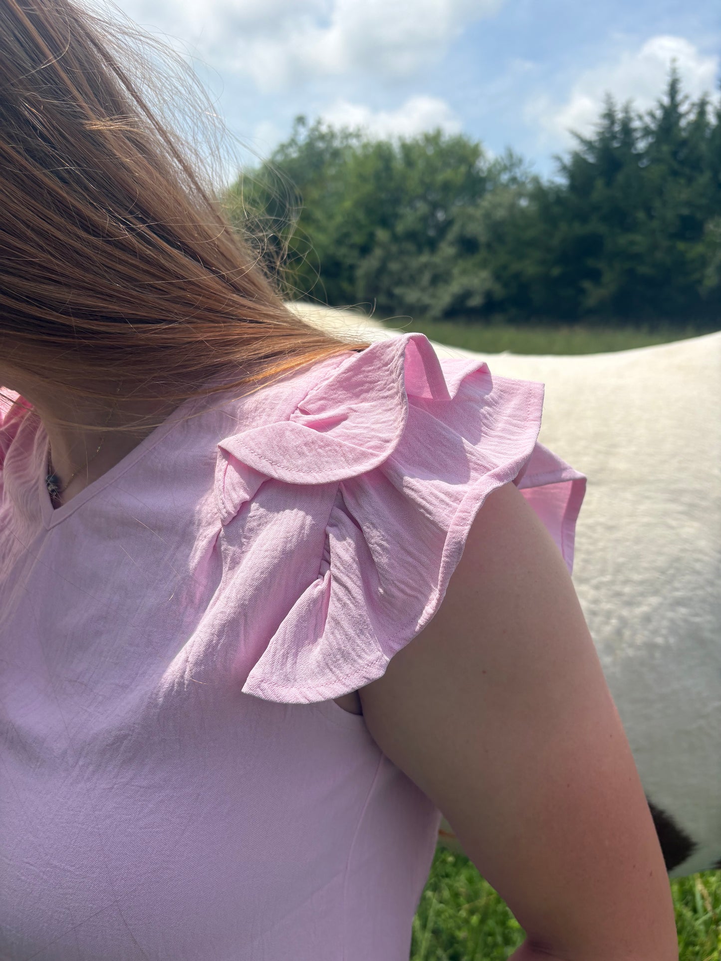 Pink Pony Ruffled Top