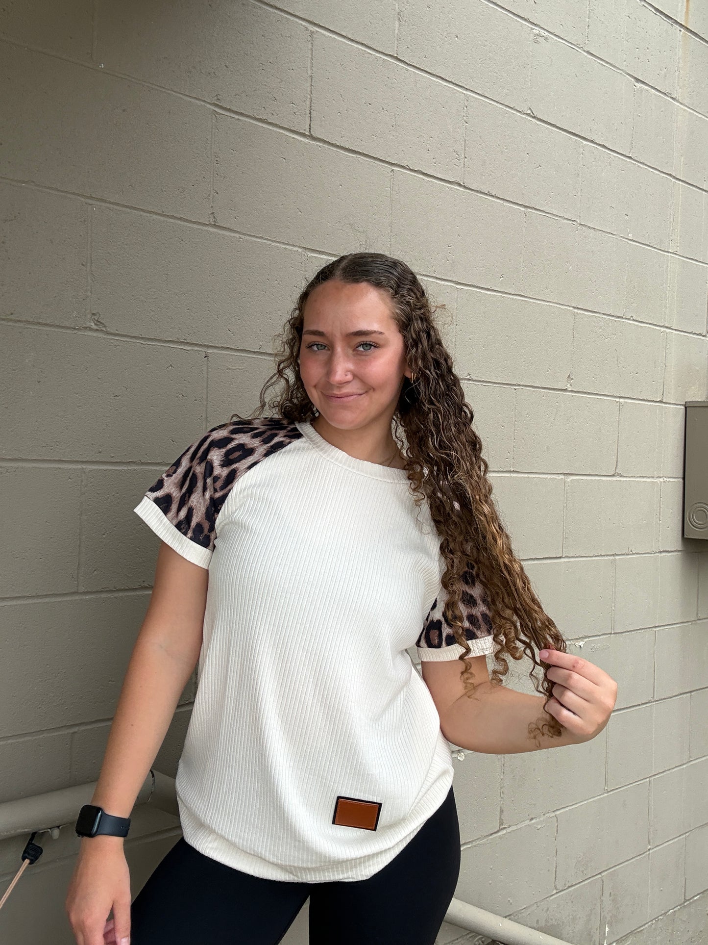 Leopard Pop Color Block Top