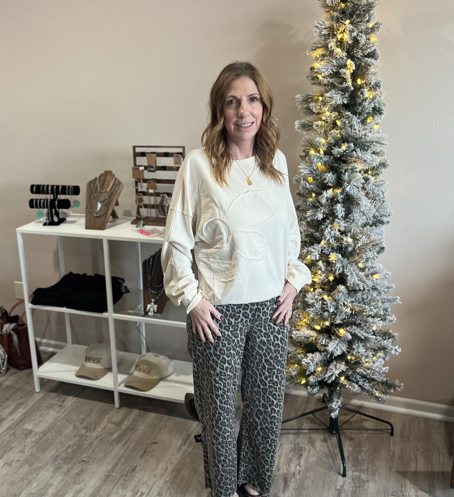 Flower Patch Drop Shoulder Casual Top