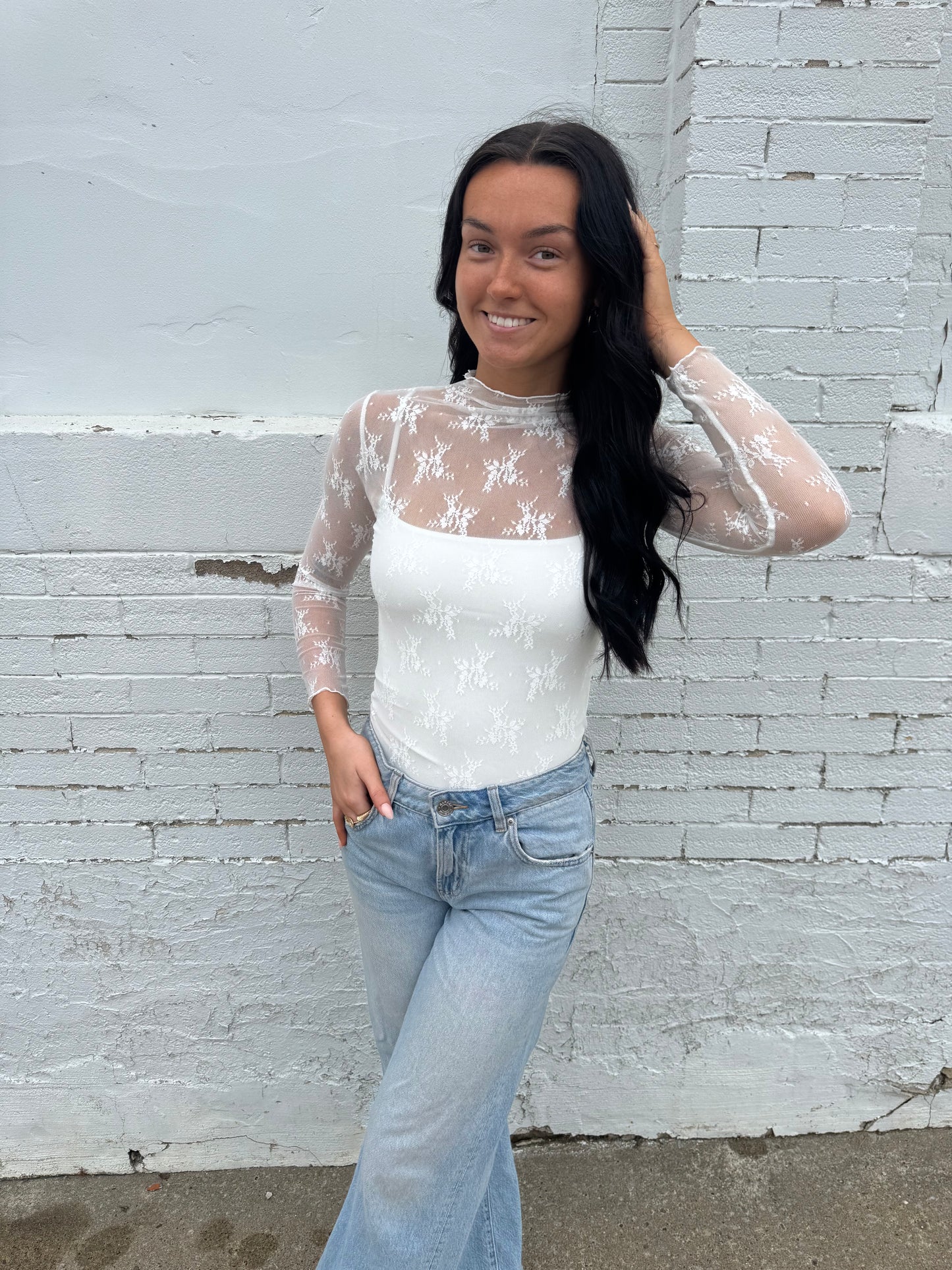 Floral Lace Sheer Mesh Top