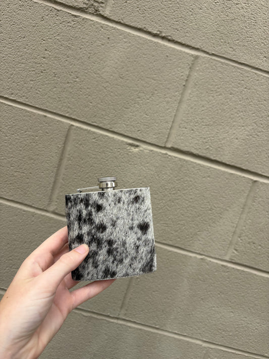 Mountain Trail Flask in Dark Hair-on Hide