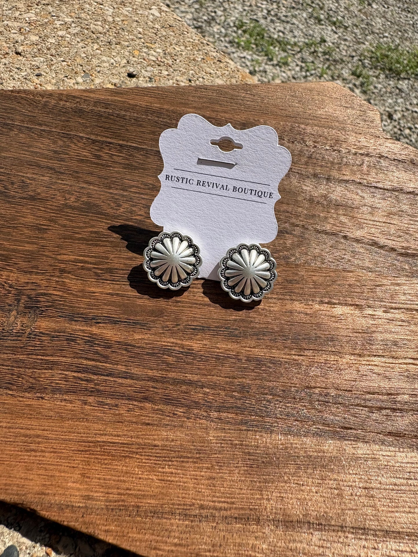 Brass Concho Stud Earrings