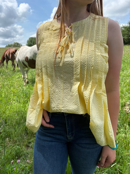 Bow Tie Pleated Tank Top