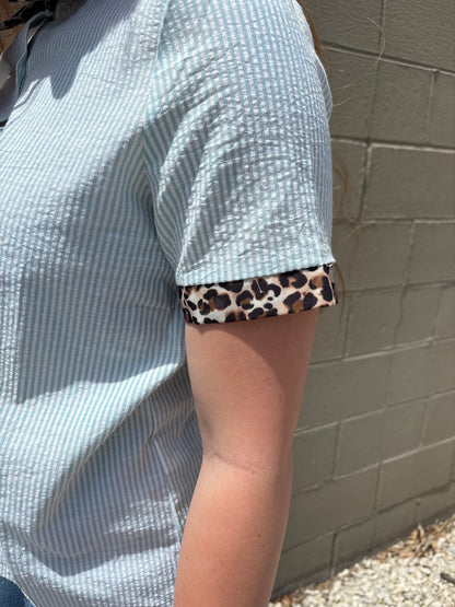 Leopard Edge Button Down