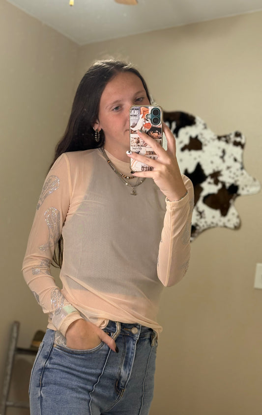 Dusty Diamond Mesh Top