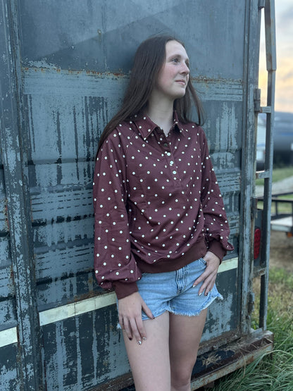 Chocolate Polka Dot Pullover Sweatshirt