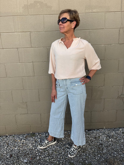 Saddle Stripe Wide Leg Jeans