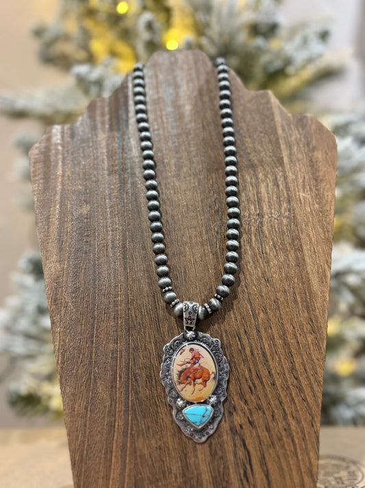Buckin Bronc Pendant Necklace