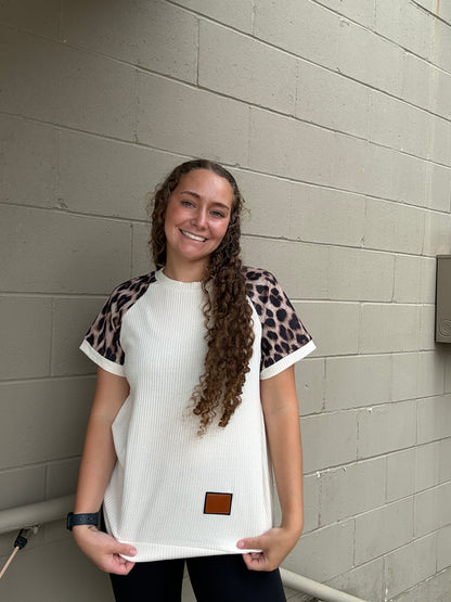 Leopard Pop Color Block Top