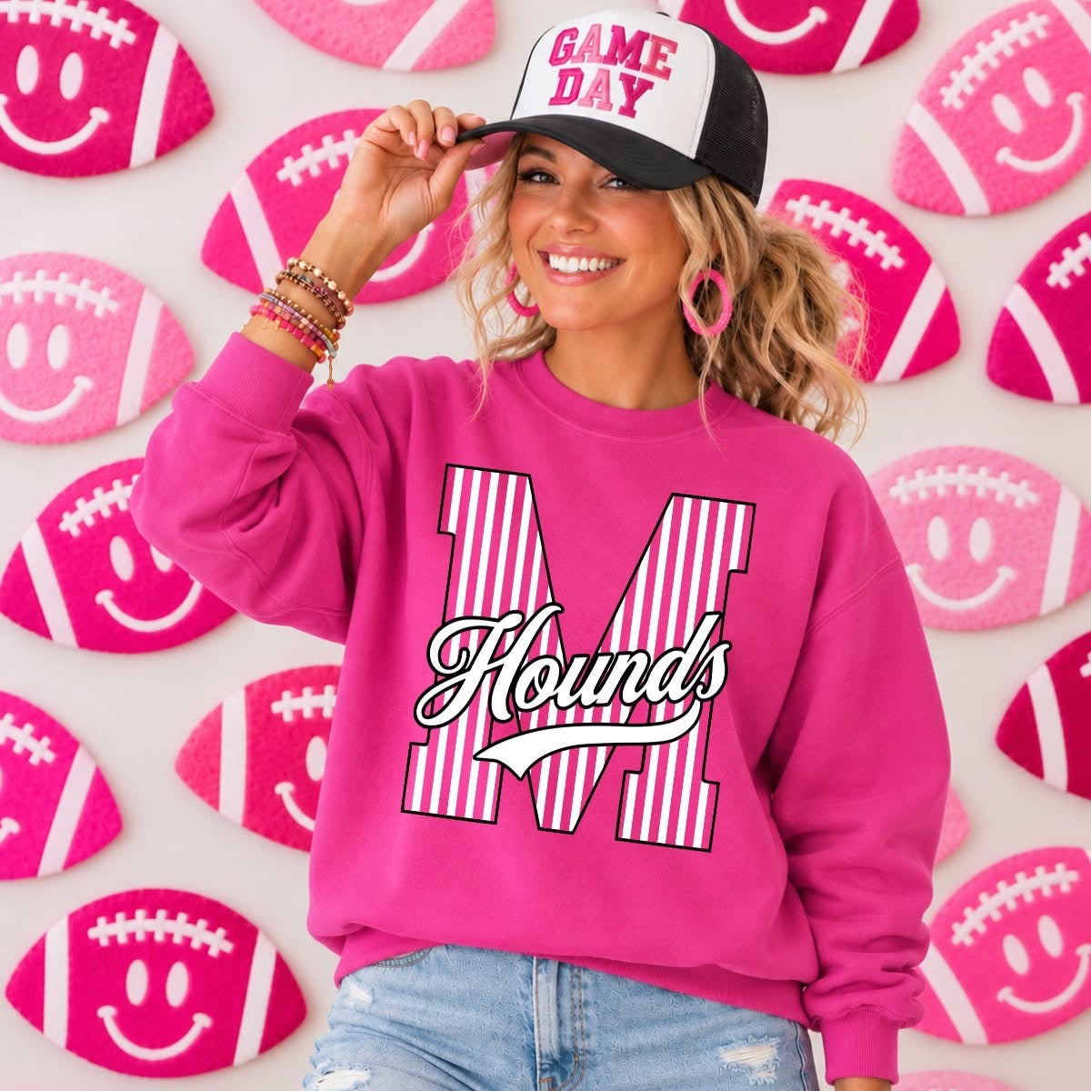Pink Out Hounds Striped M  - Made to Order