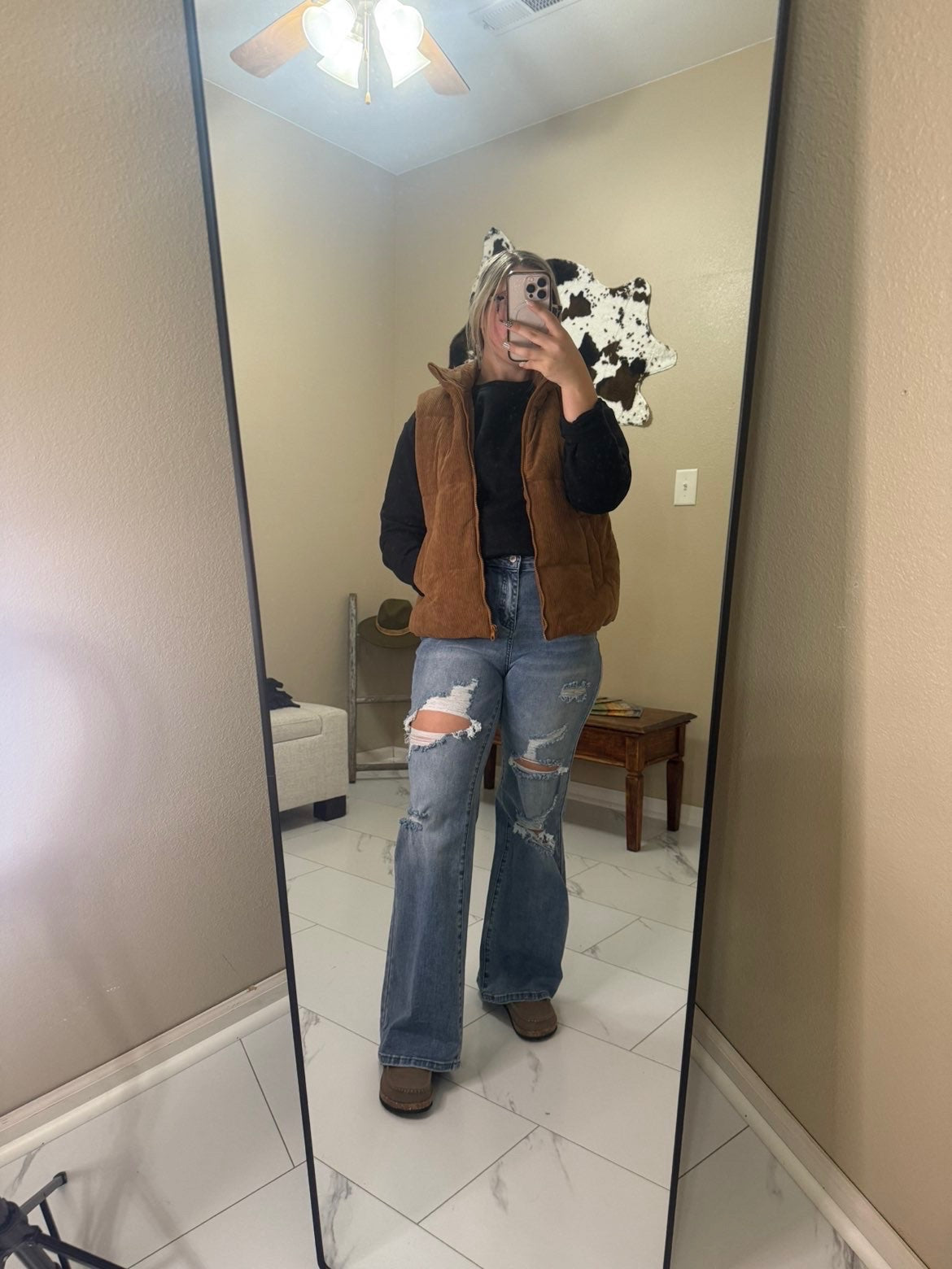 Acid Wash Distressed Wide Leg High Waist Jeans