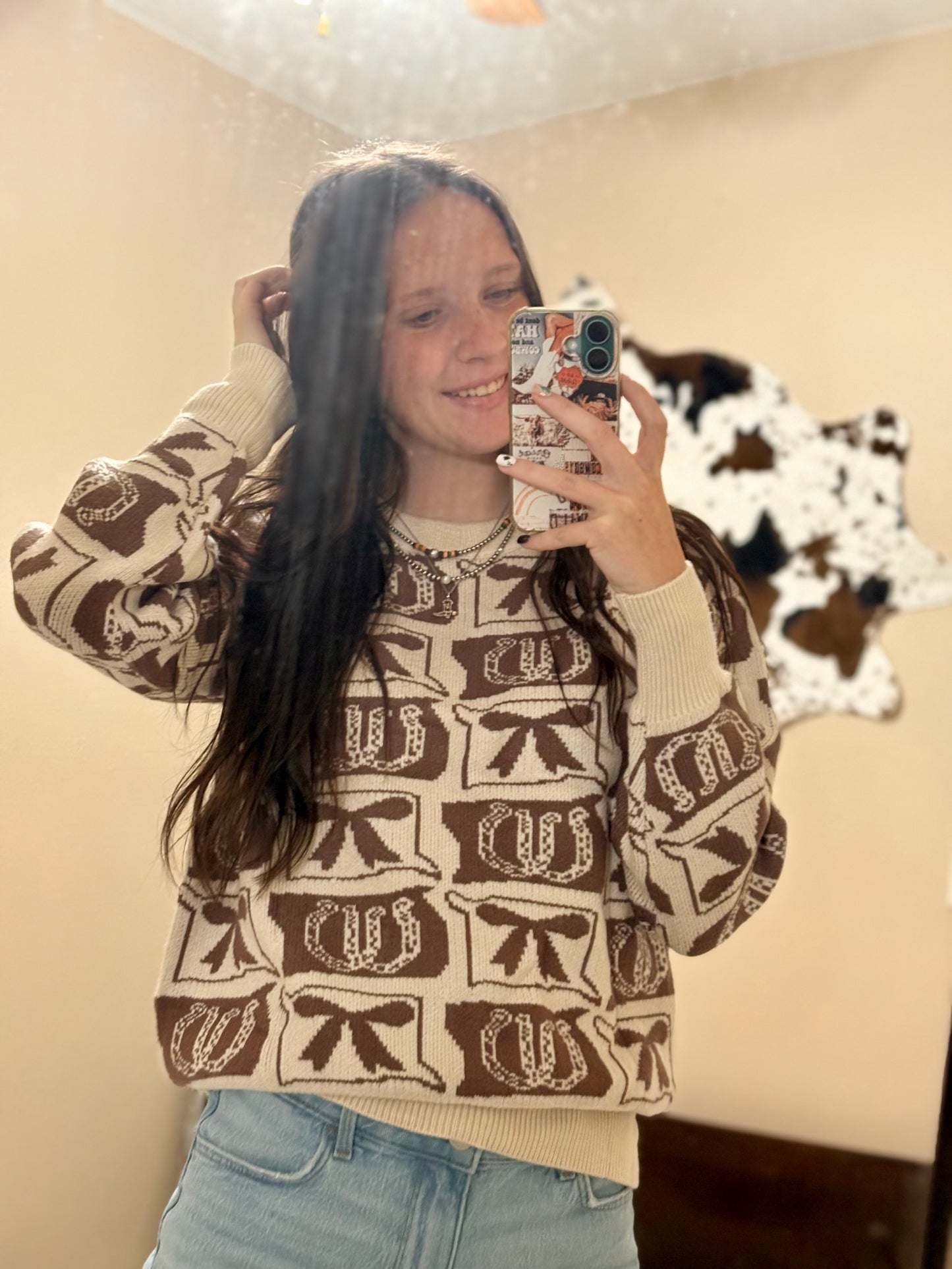 Bows and Shoes Patterned Sweater