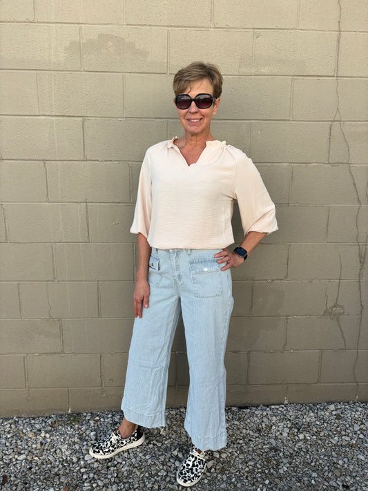 Saddle Stripe Wide Leg Jeans