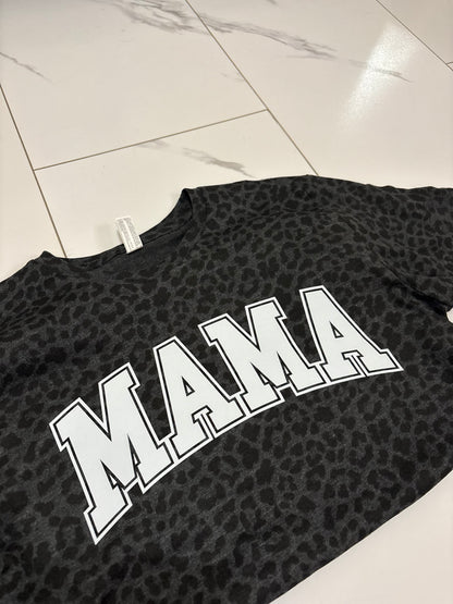 MAMA Black Leopard T-Shirt