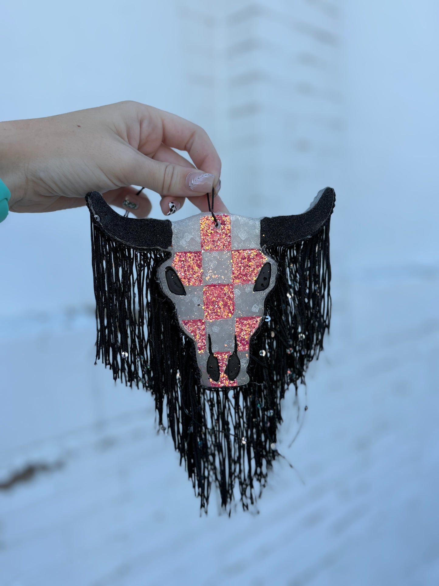 Checkered Bull Skull Freshie