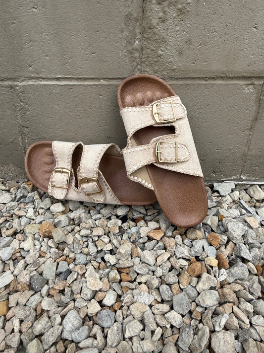 Boho Stitch Buckle Slides
