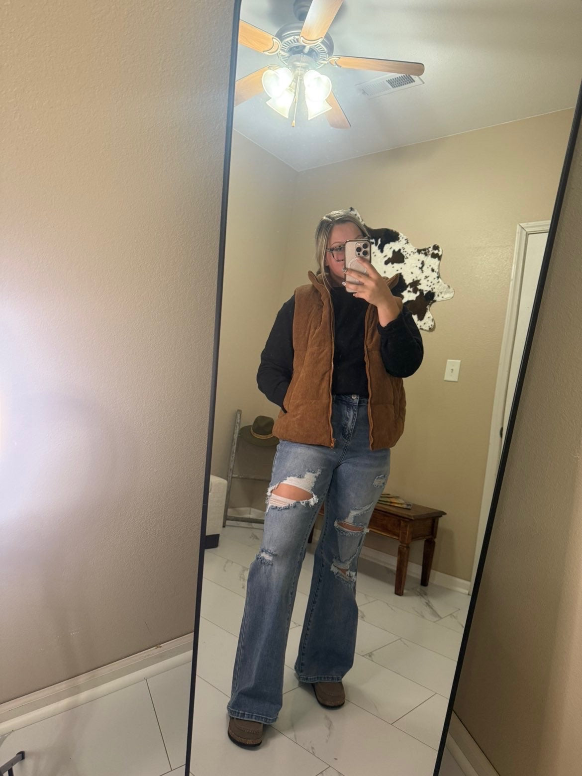 Acid Wash Distressed Wide Leg High Waist Jeans